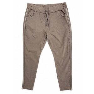 ITALY MODA Made in Italy Pants L NWT Rhinestone Side Stripe Jogger Taupe Brown